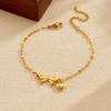 Gold Bow and Heart Charm Link Bracelet for Women