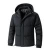 Men's Plus Size Winter Hooded Puffer Jacket - Cotton, Loose, Solid Color, Warm Outerwear
