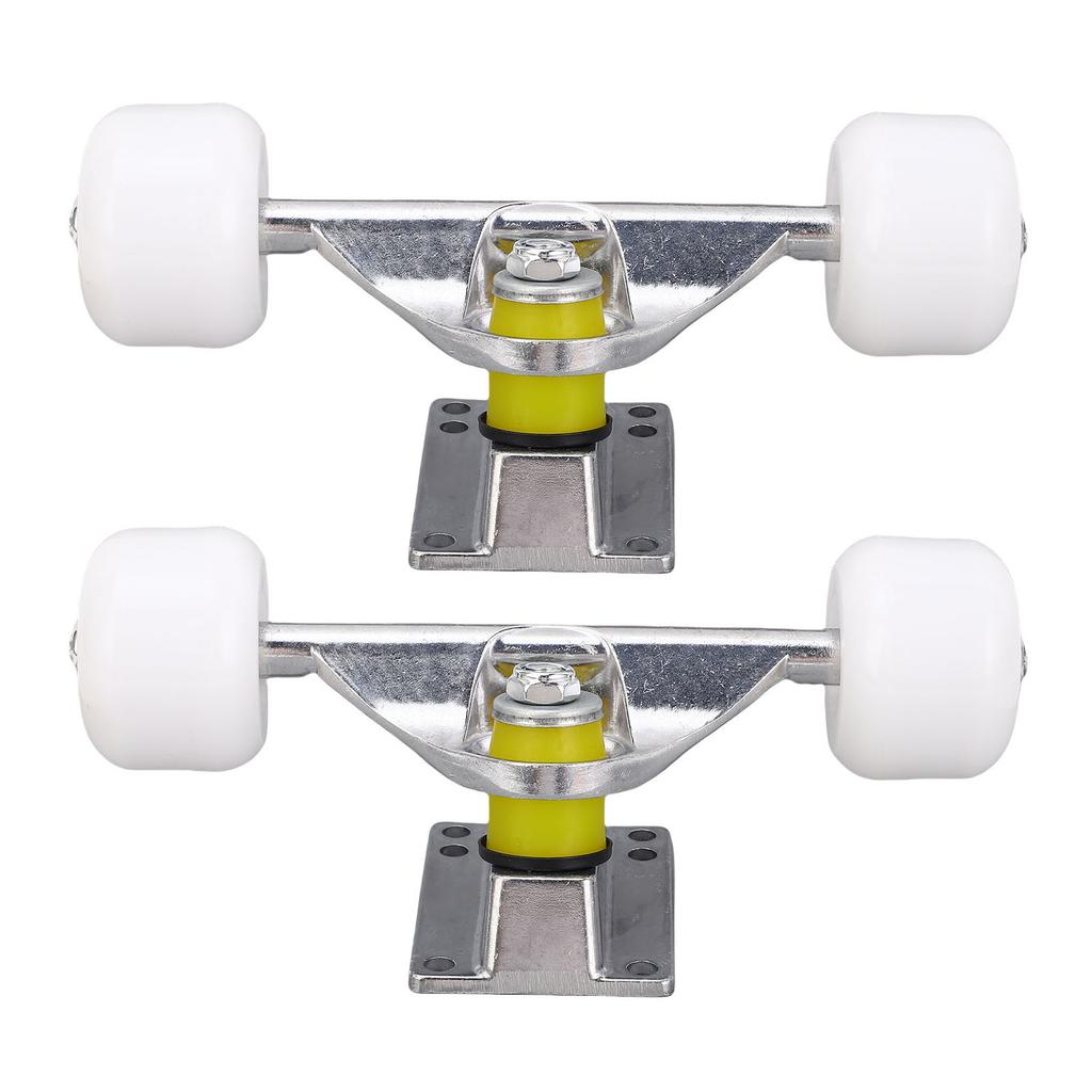 2PCS Skateboard Trucks Set with 4 Wheels Aluminum Alloy 5 Inch Shock Absorption Longboard Truck for
