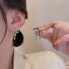 Silberfarbene Schleifen-Steckohrringe für Damen Mädchen Koreanische Metall Zirkon Ohrringe Hochzeitsfeier Mode Schmuck Zubehör Geschenk
