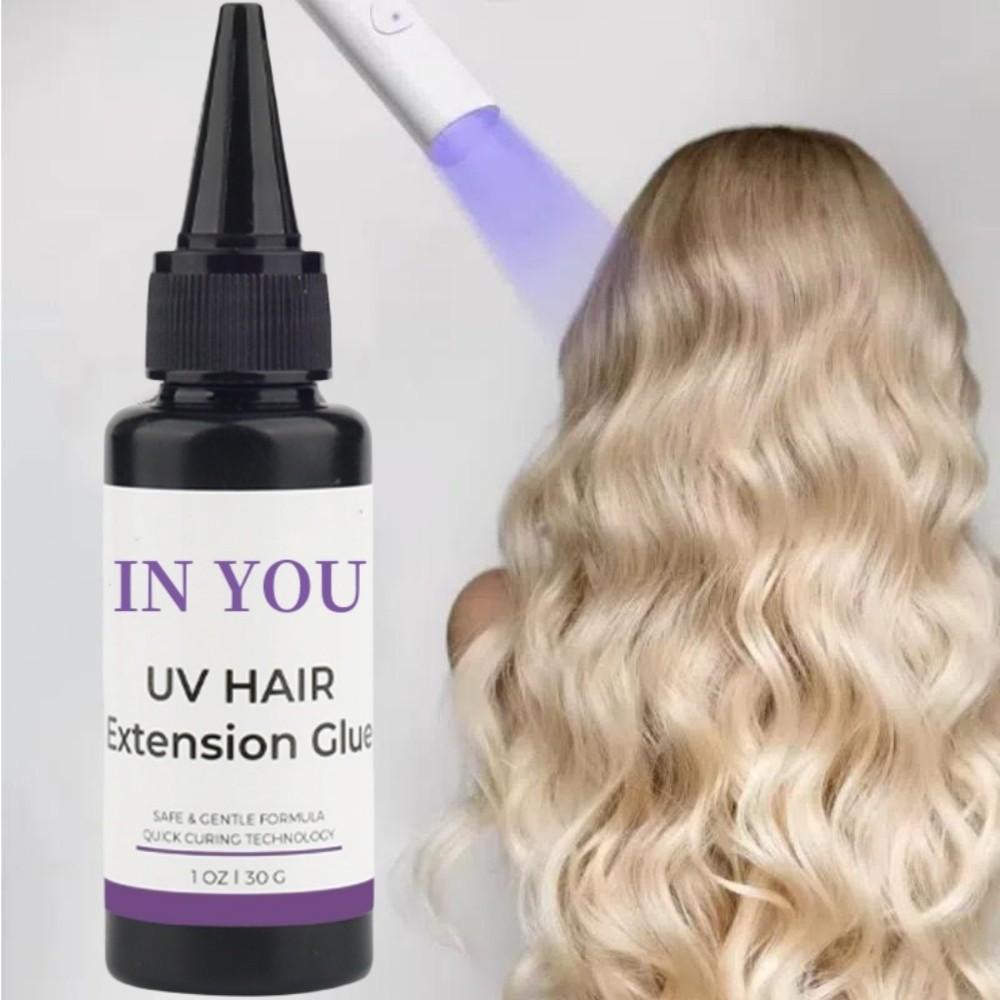 

Невидимый УФ клей для волос 30 г (1,06 унции),Водостойкий и быстросохнущий для бесшовного склеивания, Салонный профессиональный долговечный натуральный финиш 30g