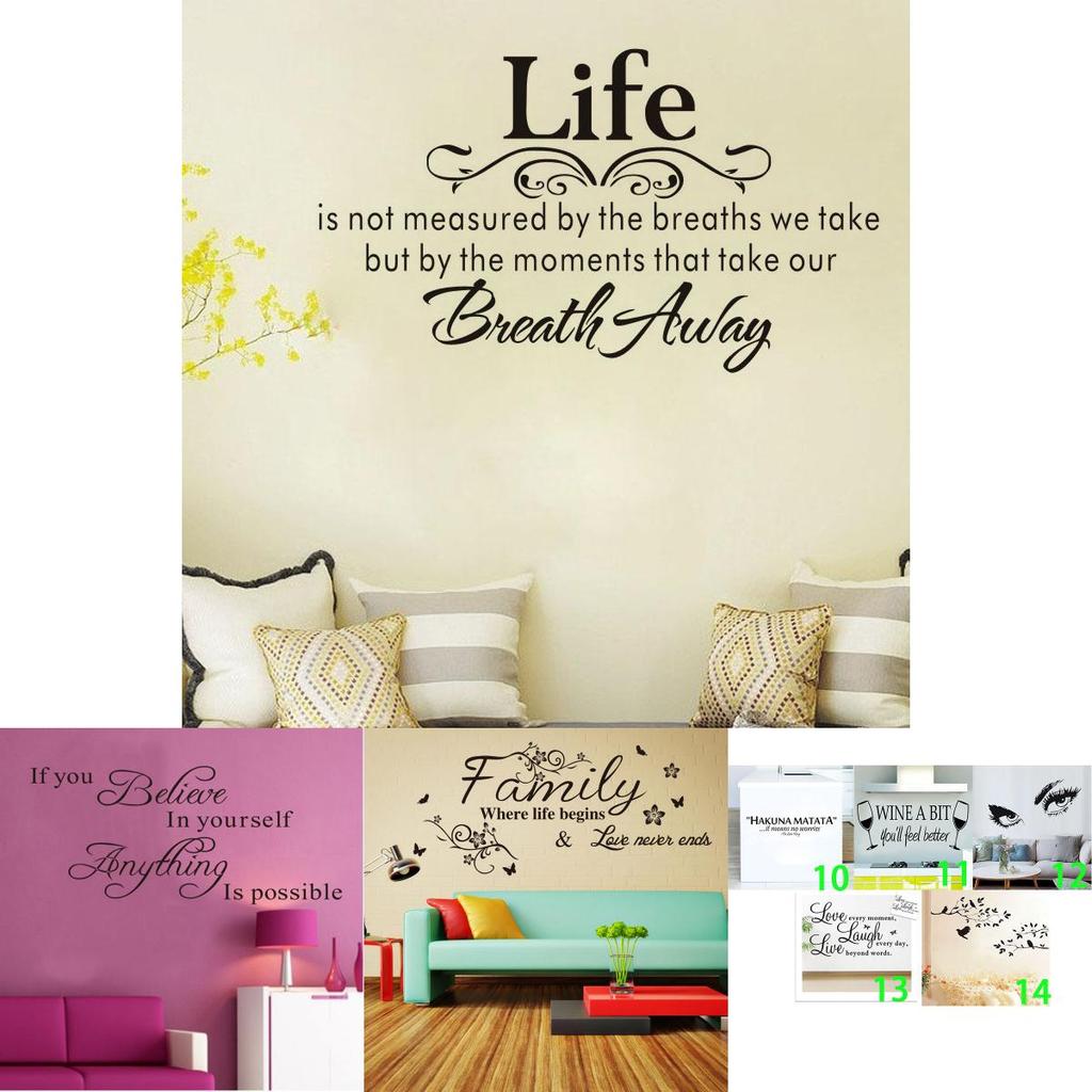 Premium Vinyl Home Room Decor Art Quote Wall Decal Stickers Bedroom Removable Mural