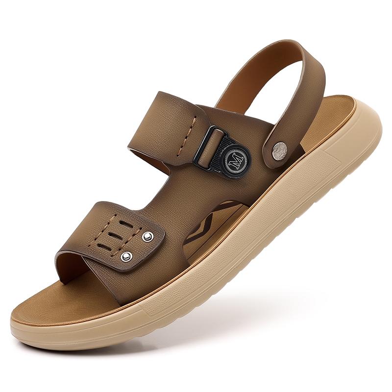 

Fashion Summer New Men s Leather Sandals Luxury Open Toed Beach Sandals Men Outdoor Mens Shoes Breathable Male Slippers Casual Footwear 44