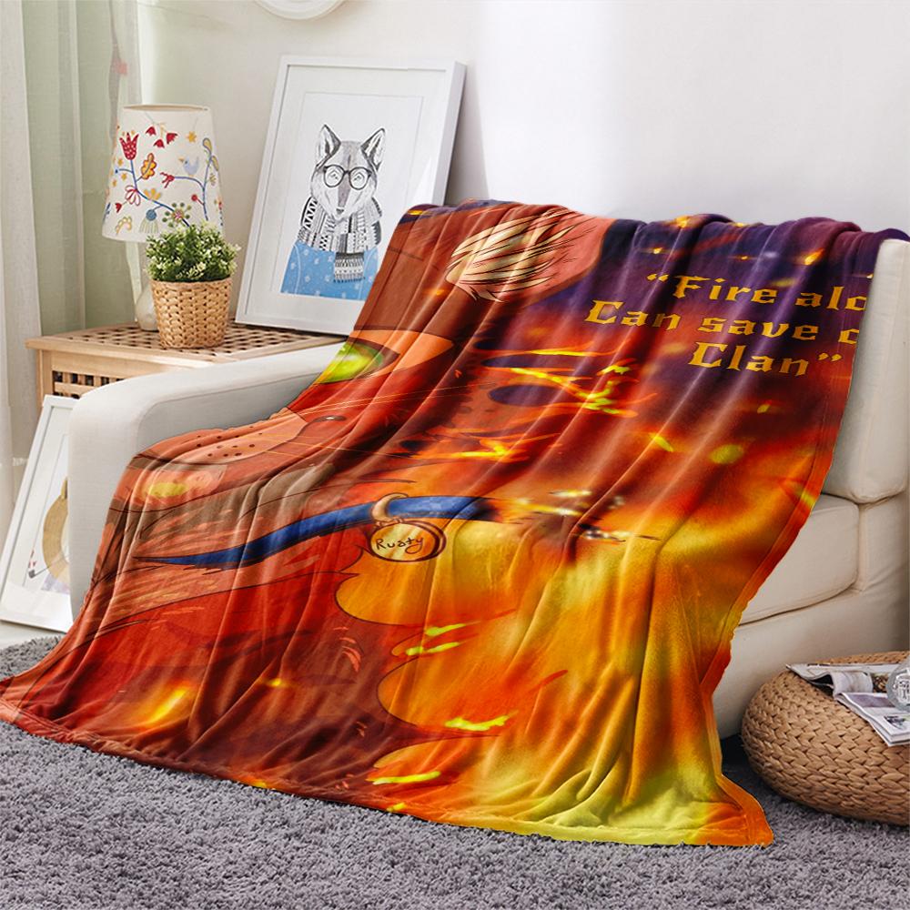 1 Peça Manta de Flanela com Estampa de Guerreiro Gato, Alta qualidade Confortável para Todas as Estações, Decoração de Casa, Calor e Conforto, Perfeita para Presentes de Natal