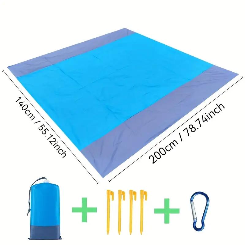 Large Beach Blanket 140×200 Cm - Moisture-resistant and Windproof, with Attachments and Bag, for Outdoor Relaxation