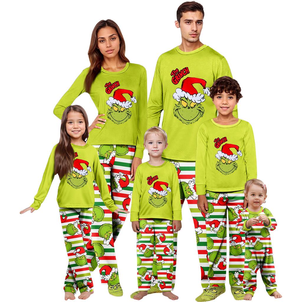Parent-child Christmas Print Home Suit Long-sleeved Top And Pants