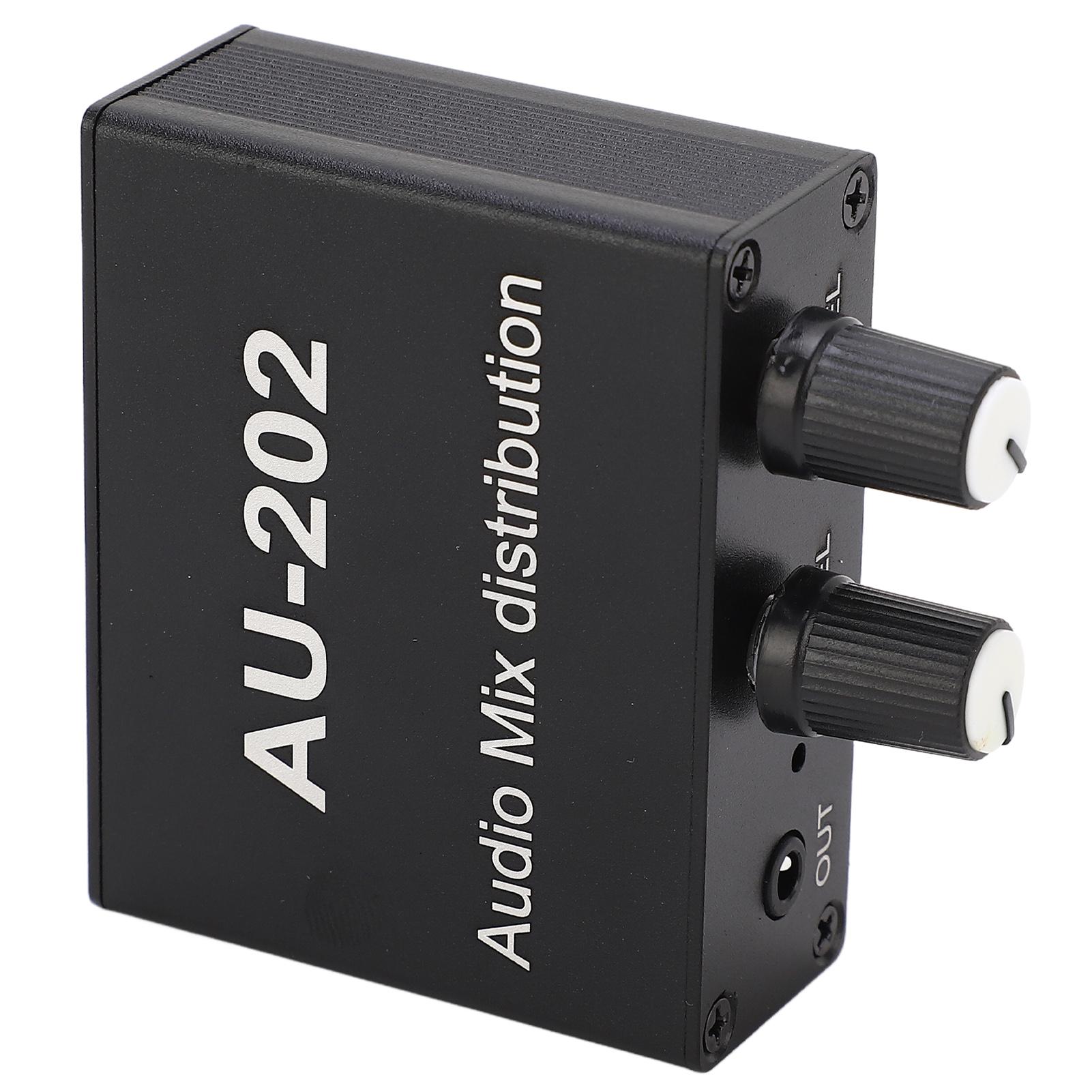 

Mini Audio Distribution Mixer 2 in 2 Out Stereo Magnifier Distributor with Power Adapter 100‑240V EU Plug