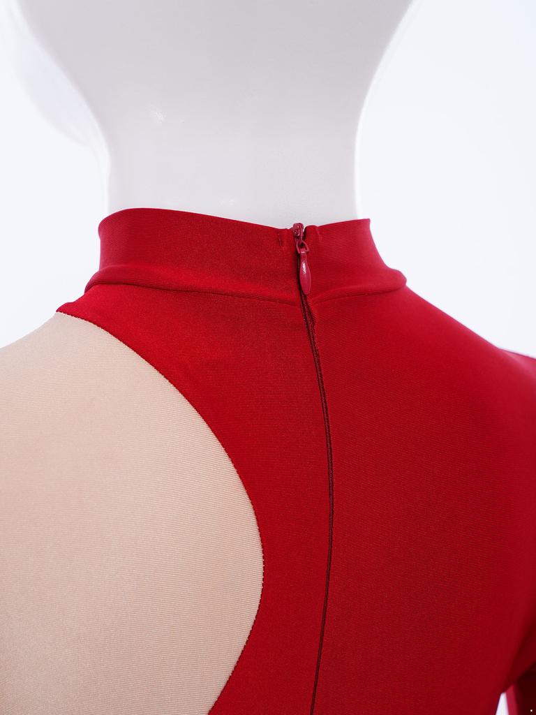 Flickor Gymnastik Dansuppvisning Dräkt Mock Turtleneck Långärmad Glittriga Strass Färgblock Bodysuit