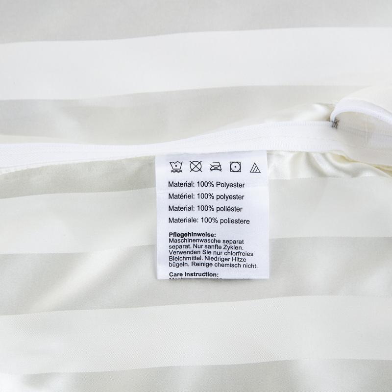 Satin Striped Duvet Cover Full/Queen/King/Single/Double Size Set, Luxury Silky Like Ivory White Stripe Duvet Cover Bedding Set