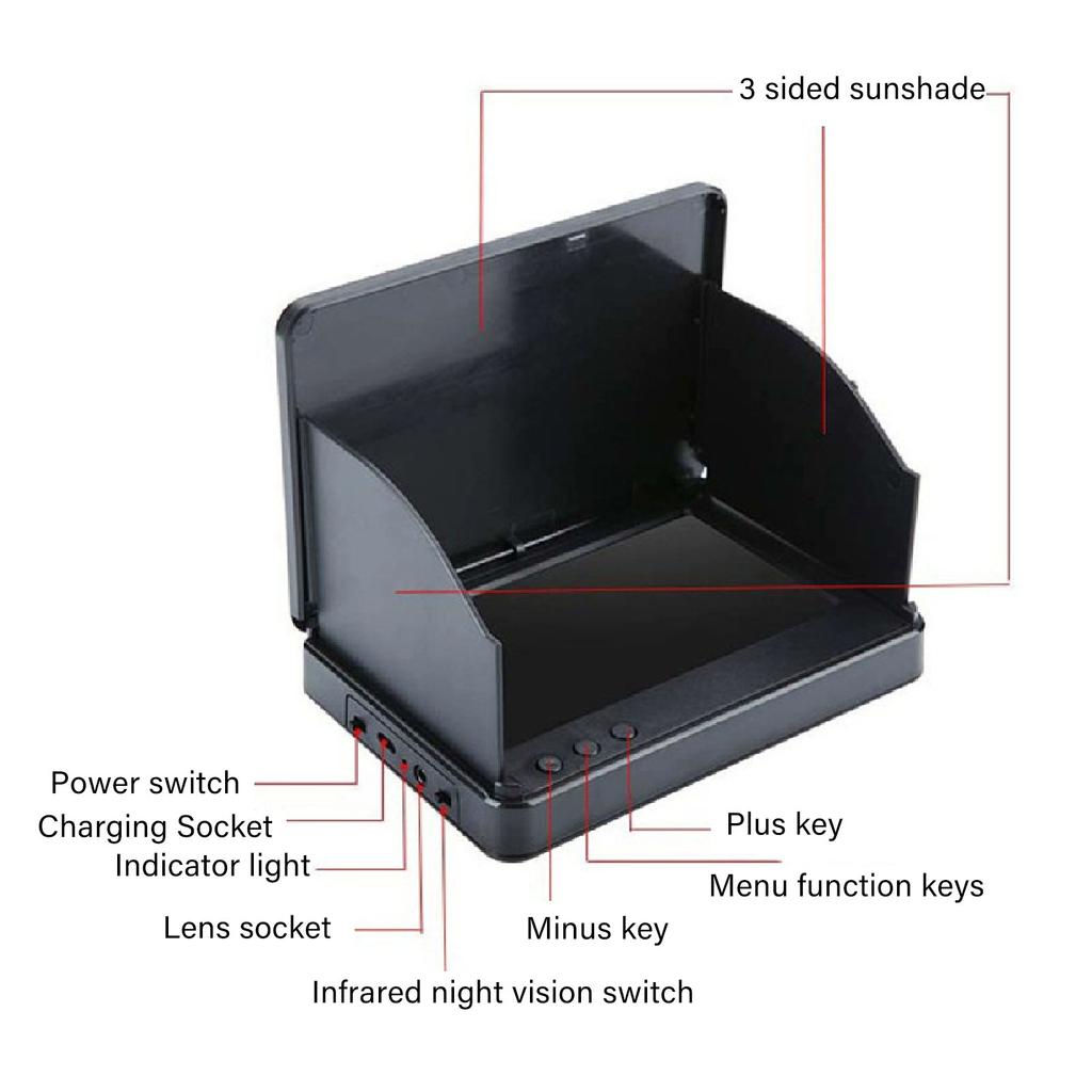 Underwater Fishing Camera Filling Light Fishing Camera 220 Degree Wide Angle 4.3in Visible Large Screen for Ice Fishing