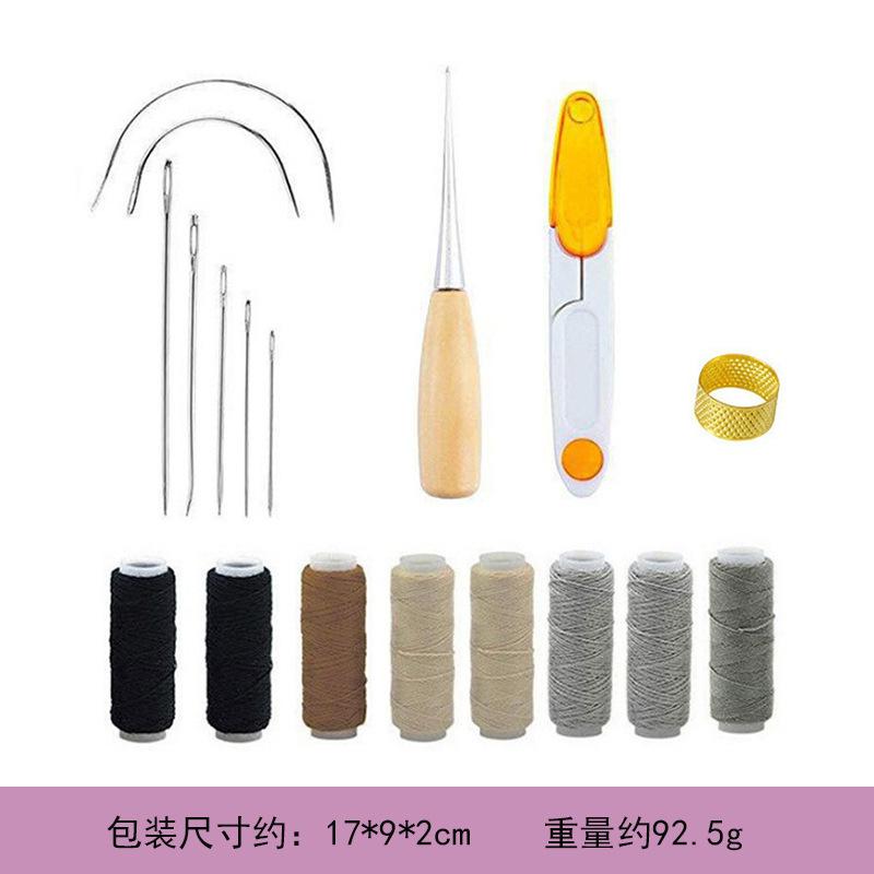 Leather Working Kit with Leather Needles Sewing Awl Waxed Thread Leather Upholstery Repair Kit, Sewing Tools for Hand Stitchin