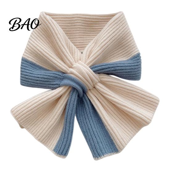 Comfortable Neck Wrap for Home Office Knitted Warmer Scarf Women, Winter Cold Weather Windproof Gaiter, Cross Interleaved Buckle Contrast Color Shawl