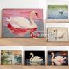 Antique Swan Watercolor Poster Print Vintage Bird Animal Canvas Painting Country Aesthetics Trendy Wall Art Room Home Decor