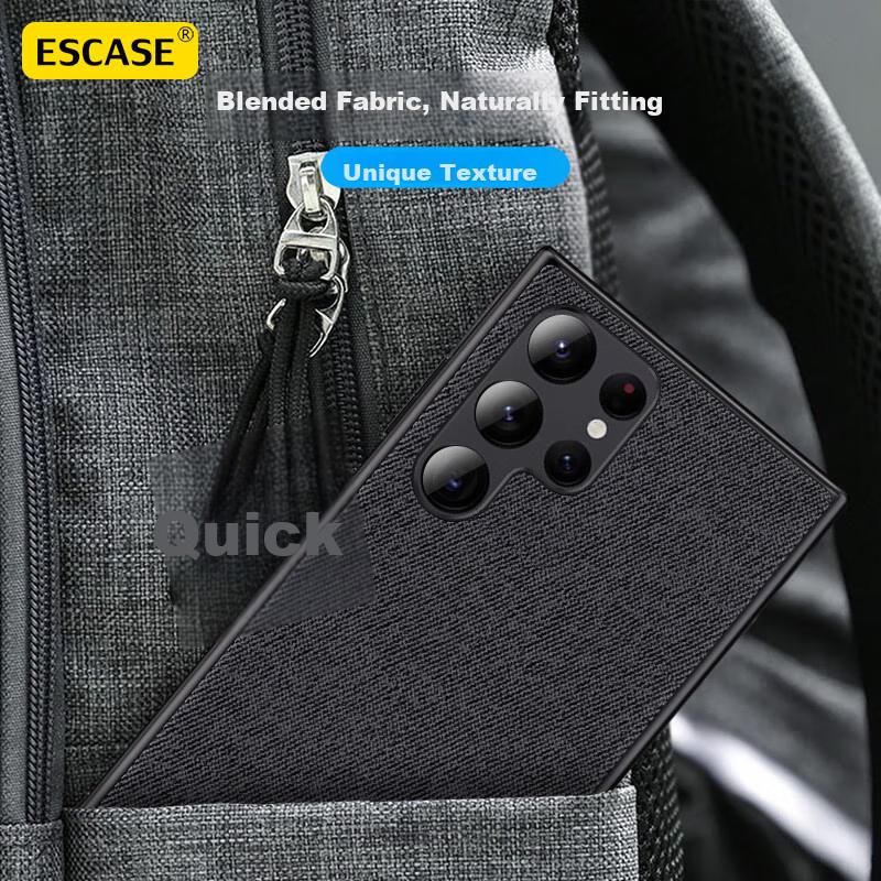 Samsung S22 Ultra Phone Case, Galaxy 5G Protective Cover, Full Edge Protection, Shockproof, Unisex, Creative Design, Leather Back, ES-19 Deep Black