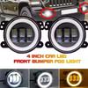 4 Inch LED Fog Lights with Amber Turn Light Signal White Angel Eyes Halo Ring DRL for Jeep Wrangler JK Unlimited JKU 2007-2018