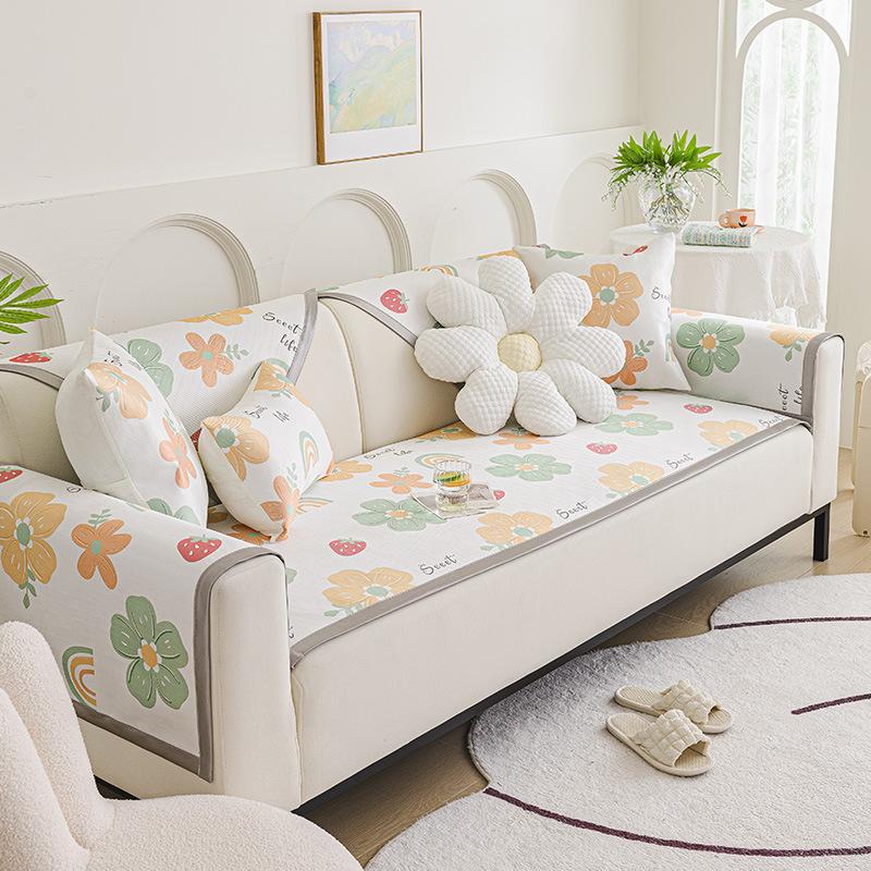 Neues Eis Seide Sofakissen Sommer Sommer Fixiert Rutschfest Sitzkissen Cartoon Niedlich Sofaüberwurf Überzug Stoff