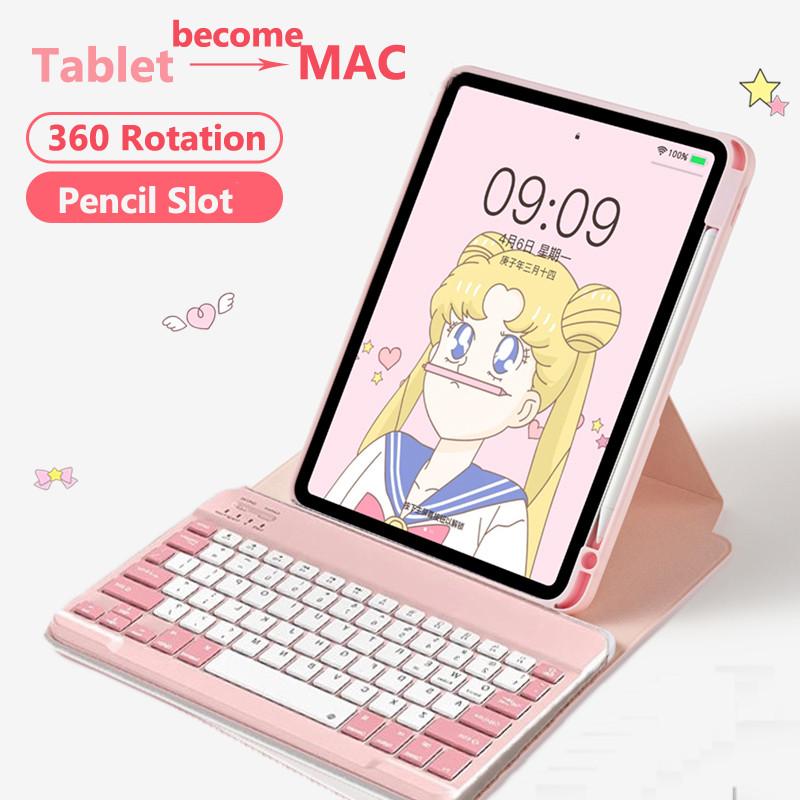 Case for Samsung Galaxy Tab S10 FE 10.9 A11 Plus 11" S11 X730 S10 Lite S9 S7 S8 A9 Plus A8 P610 Rotating Stand Keyboard Cover