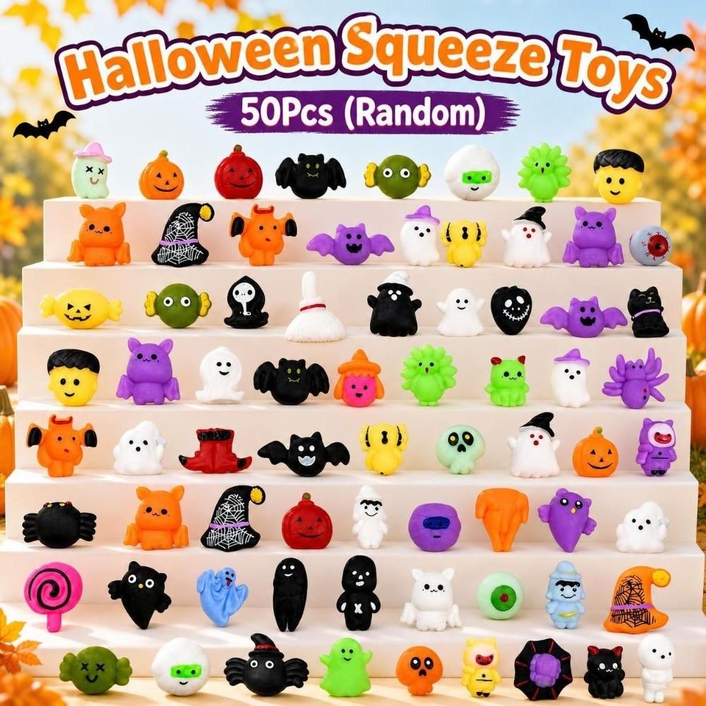 50Pcs Soft Ghost Squishy Toy Anxiety Relief Realistic Pumpkin Pinch TPR Fidget Toy  for Kids Adults