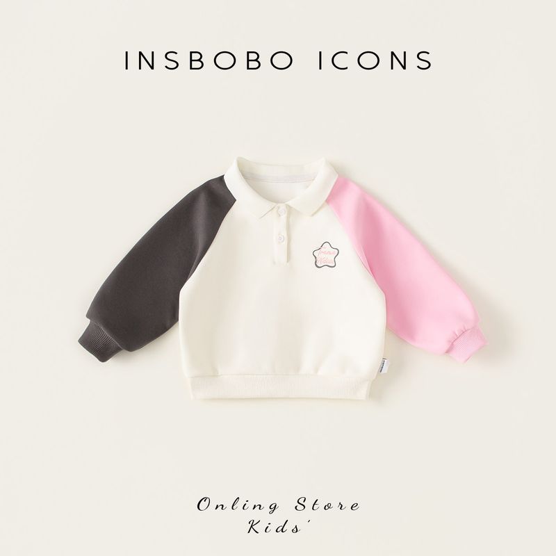 Insbobo Girls  Sweatshirt Spring and Autumn 2026 New Spring Style Baby Girl Color-Blocked Top Boys  Early Spring Children s Clothing Mi Xing 80 cm