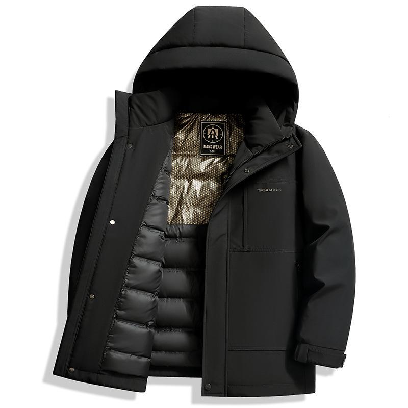 

Новая зимняя мужская куртка-пуховик с капюшоном, графеновая термоподкладка, деловой повседневный утолщенный теплый пуховик для мужчин 4XL