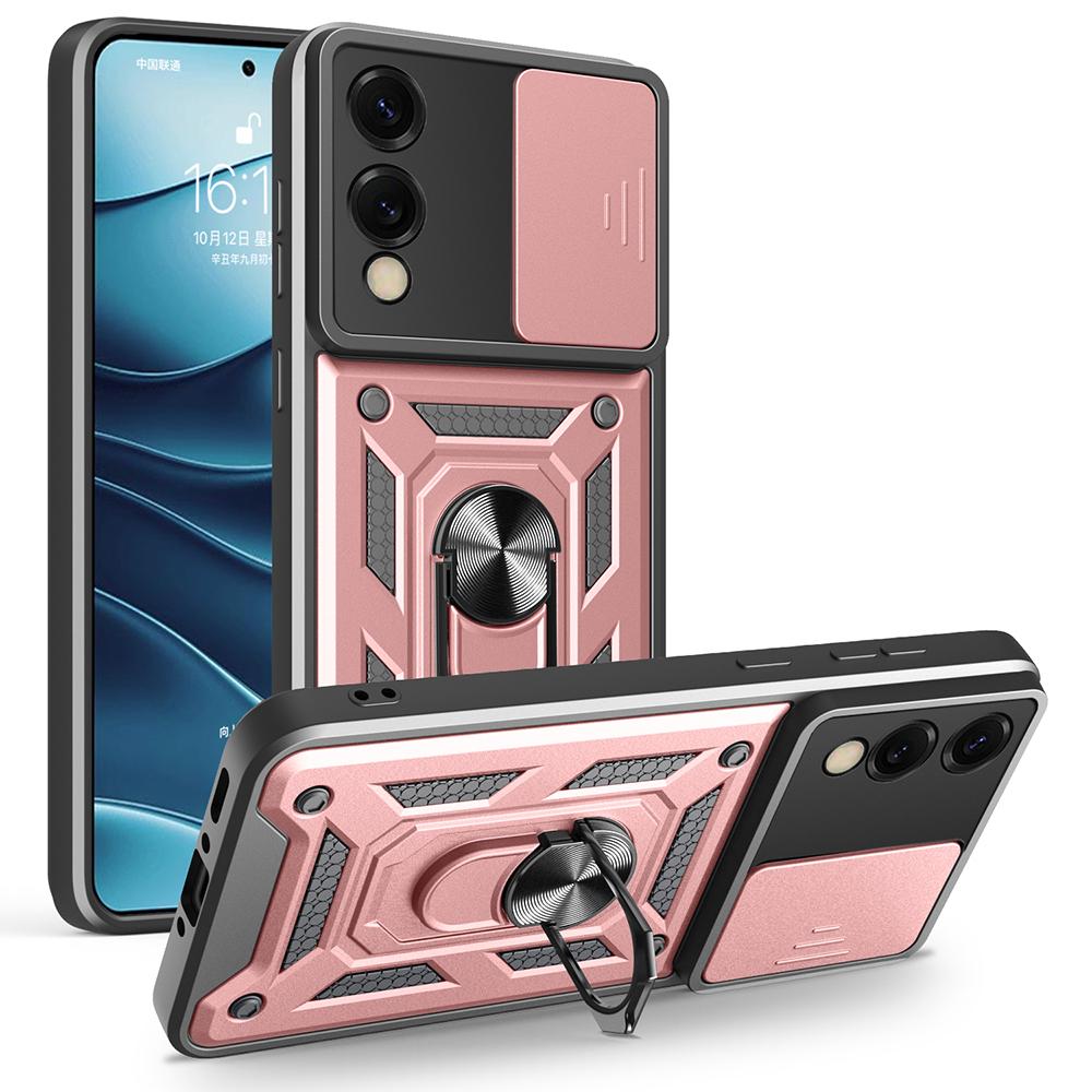 AMORUS For Samsung Galaxy S25 Edge Case Kickstand PC+TPU Phone Cover with Camera Lens Slider