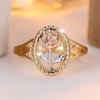 Vintage Hollow Rose Flower Rings For Women Rose Gold Silver Color Engagement Ring Wedding Jewelry Bridal Valentine's Day Gifts