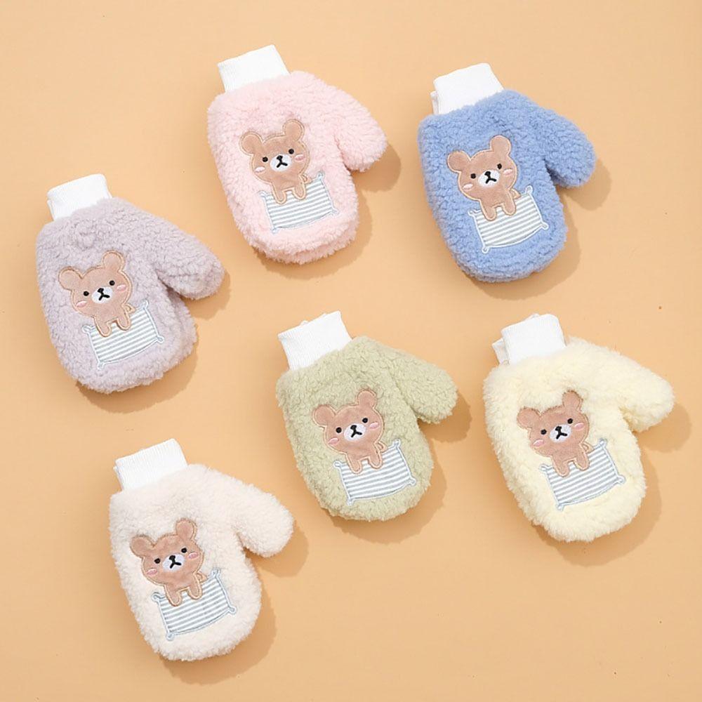 

Warm Plush Mittens Thicken Winter Warm Gloves Cute Hanging Neck Gloves