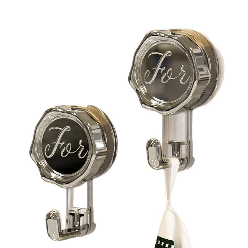 Vacuum Rotating Suction Hook with Heavy-load Adhesive Hook, No Drilling Required, for Bathroom Wall Clothes Hanger