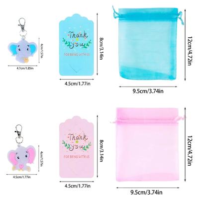 30 adet Fil Anahtarlık Organza Çantalar Bebek Duşu Hatıraları Hediyeler Teşekkür Etiketi ile Çocuk Doğum Günü Partisi Konuklar için İkramlıklar