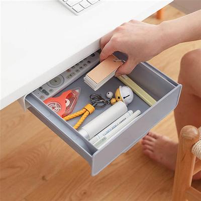 Drawer Storage Box Hidden Table Under Paste Plastic Desk Organizer Memo Pen Stationery Storage Box Case Large Capacity