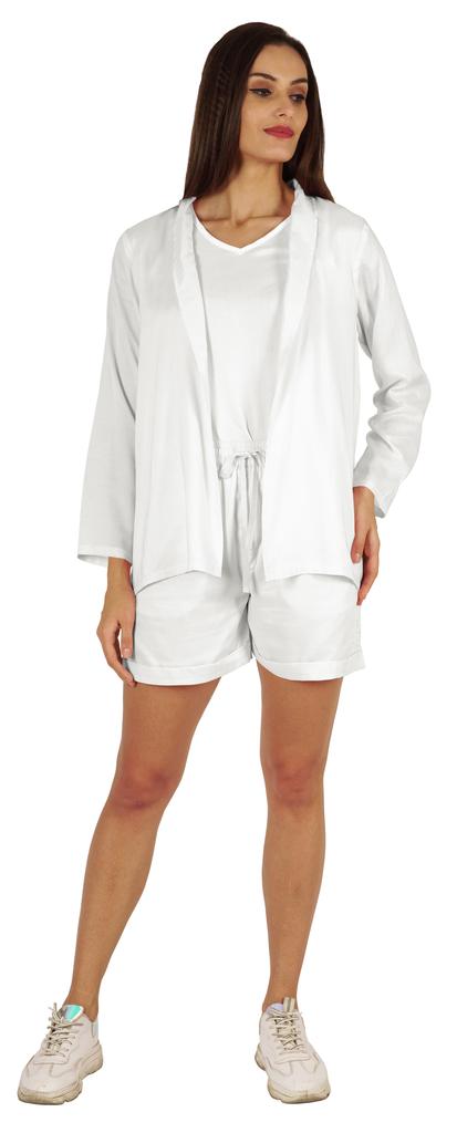 Inkmeso Elegant Shrug  & Shorts Set For Women  s 3 Piece Outfits Loungewear Summer