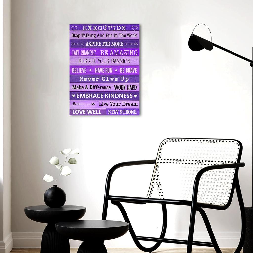 Gwisml Execution Quotes Wall Art,Purple pirational Canvas Frame Paintings For Office Home Workplace Wall Art Decor
