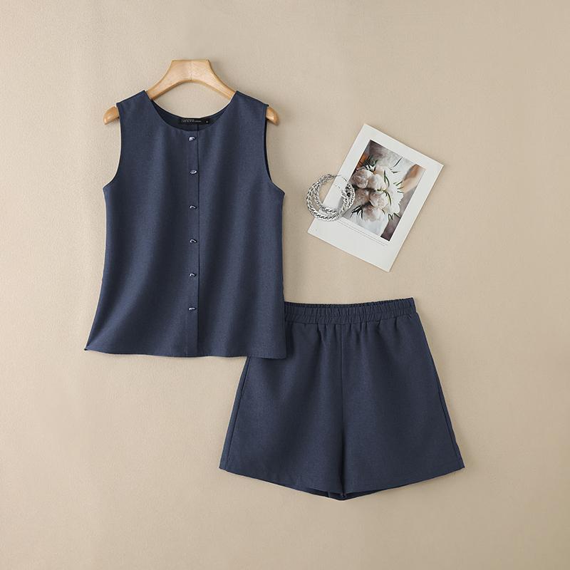 ZANZEA Women Sleeveless Tank Tops and Shorts Summer Two Piece Suit Sets