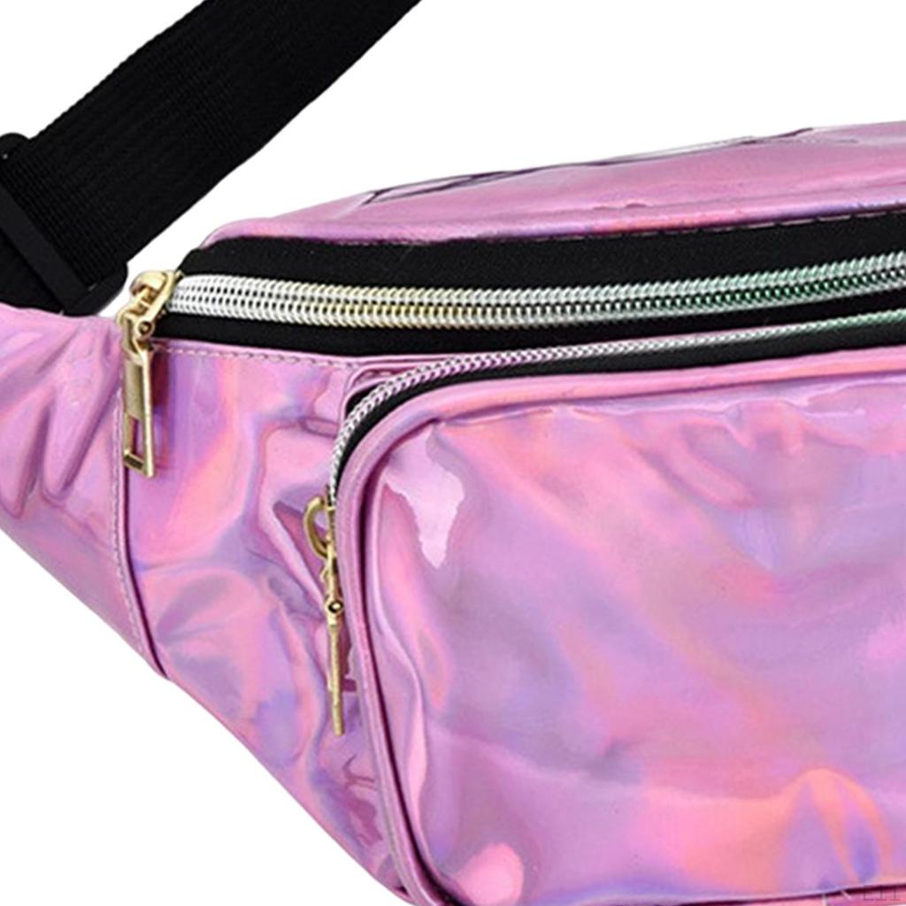 Waist Carry ,with Adjustable Strap, Resistant Shiny Chest Pocket Holographic for Cycling Women