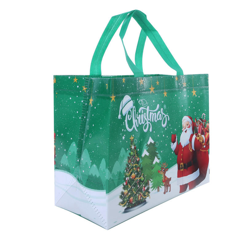 5pcs Print Handbag Christmas Gift Bag Foldable Shopping Bag Beach Bag Folding Storage Bag Cartoon Non Woven Bag Large Capacity