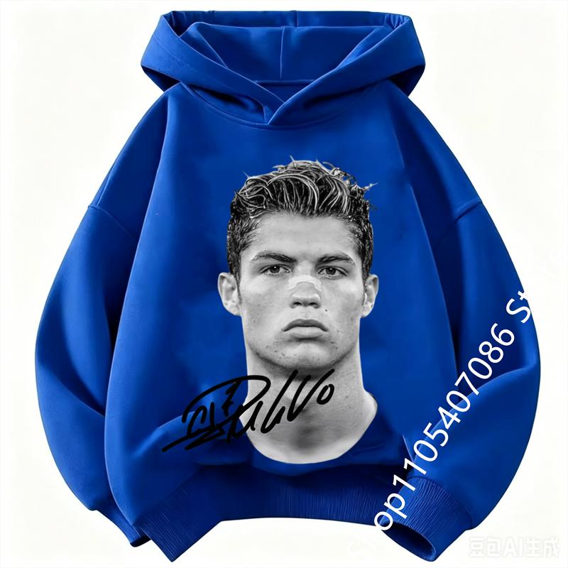 Boys Cristiano Ronaldo Hoodie CR7 Football Player Graphic Hooded Sweatshirt Kids Casual Long Sleeve Sport Pullover