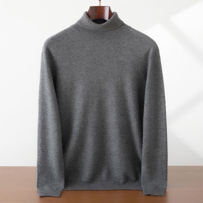 New cashmere sweater high lapel neck pullover solid color loose knitting