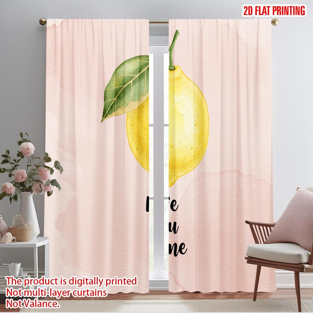 

2pcs 2D flat printing Curtains Sweet Lemon Life 100% Polyester Without Electricity 0 Use for Holiday Family Portraits Party 52.50×116.00 CM 2pcs