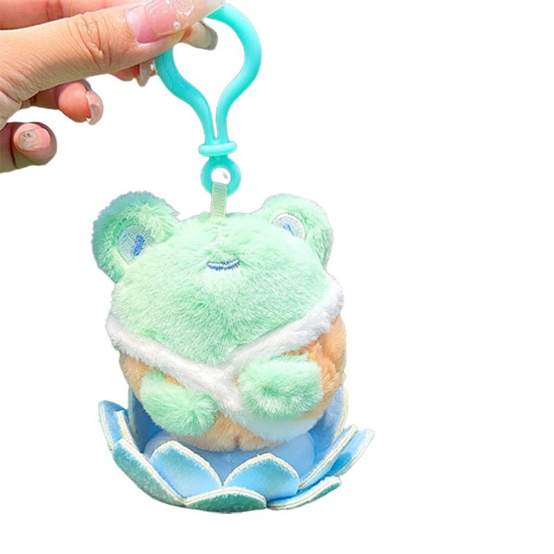 

Jinnew Lucky Lotus Plush Animal Keychain Pendant Cute Collectible Frog