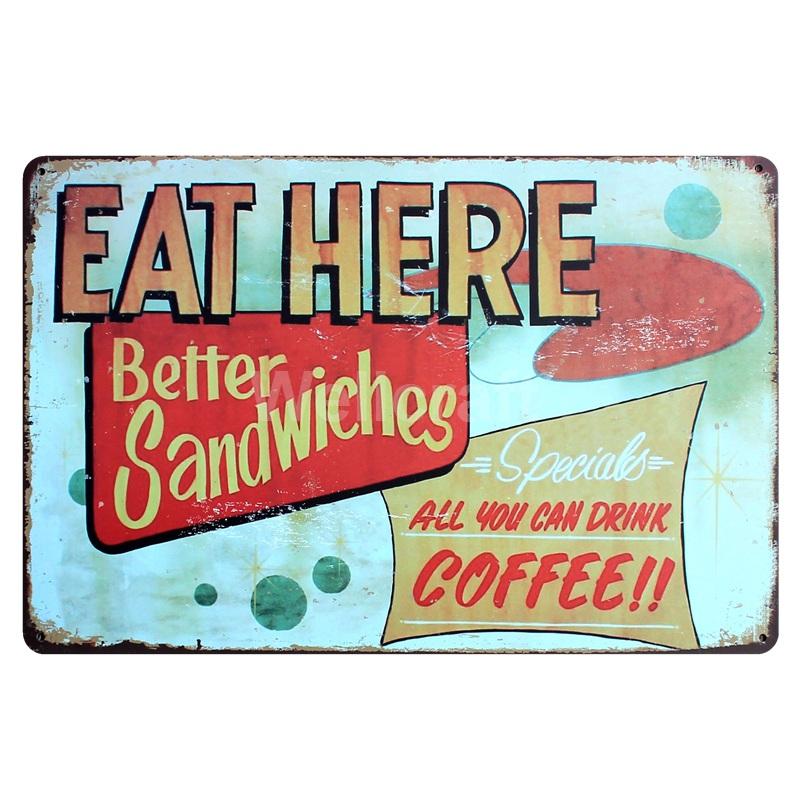 [ WellCraft ] Fast Food Hot Dog Ice Cream Pizza Coffee Metal Sign Wall Plate Pub Bar Vintage Painting Personality Decor LT-1723