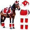 6-Piece Christmas Set for Horses: Leg Guards, Santa Hat & Saddle Pad
