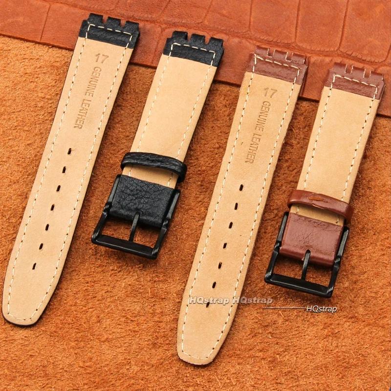 Pasek do zegarka Swatch 17mm Bransoleta ze skóry bydlęcej Wodoodporny Sportowy Zamienny Pasek Akcesoria