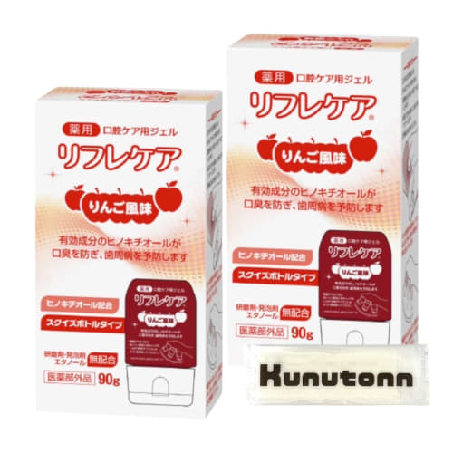 

Refrecare Medicated Oral Care Gel, Snow Brand Beanstalk, Apple Flavor, 90g, 2-Box Set + Kunutonn Original Logo Hand Towel