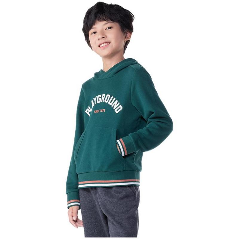 

DECATHLON Алфанумерический Повседневный Пуловер Плюшевая Толстовка с Длинным Рукавом для Детей 155 лес зеленый