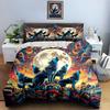 "Colorful wolf moon" Bedding Duvet cover sets Duvet covers Pillowcases gifts (1 * Duvet Cover 2 * Pillowcases, without duvet insert)