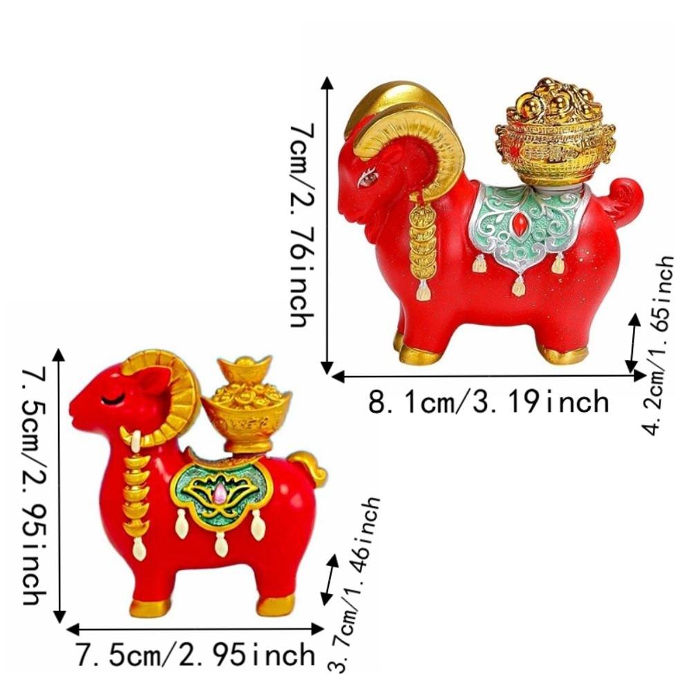 Cute Zodiac Goat Figurine Rotatable Fortune Bag Car Dashboard Ornament Chinese Sheep Ornament  Desk