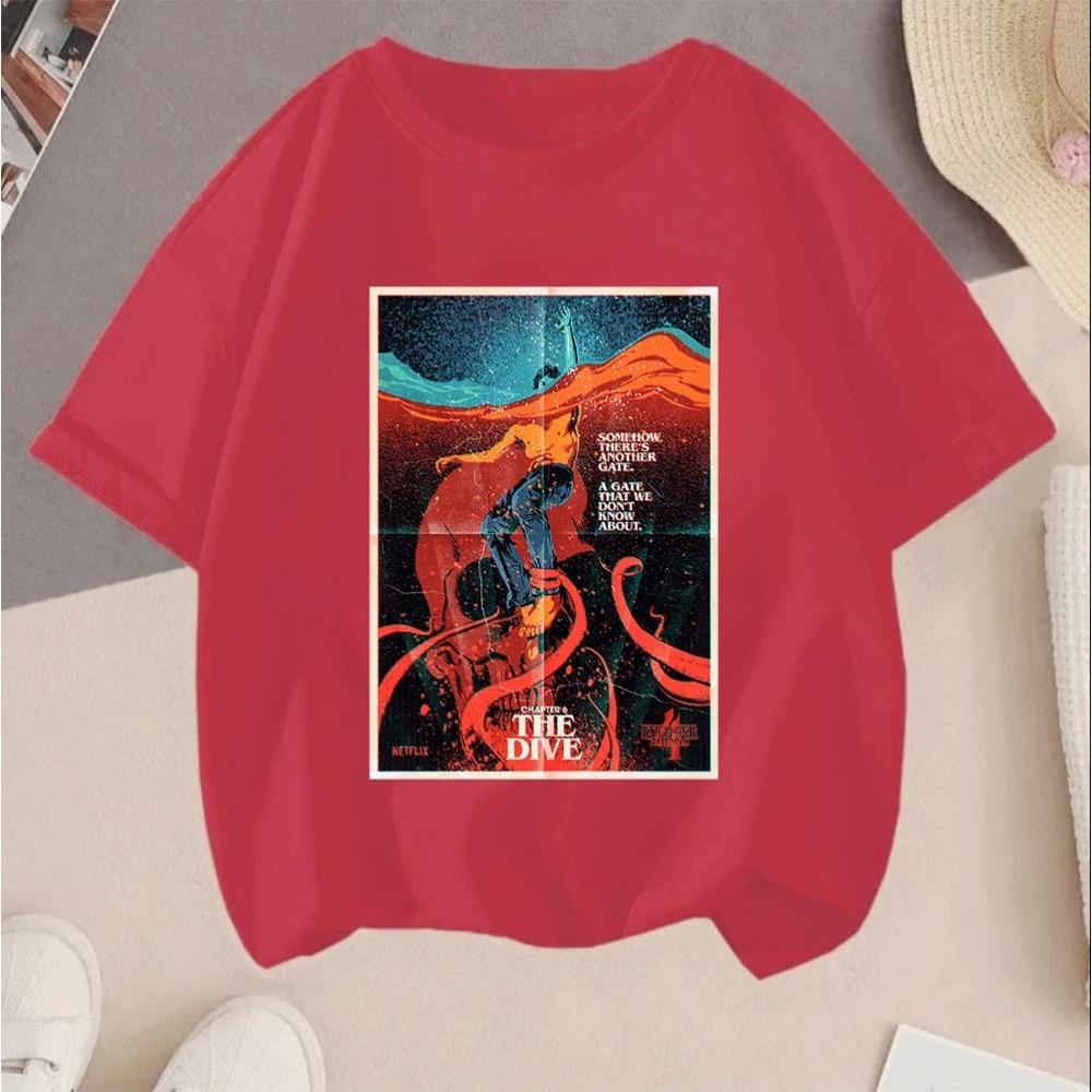 Hot Sale 2026 Stranger Things 2D Printed Casual Summer Short Sleeve T Shirt For Teenagers Kids Boys