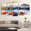 5 Panels Bootschiff Bilder Leinwandmalerei Meereslandschaft Poster und Drucke Wandkunst für Wohnzimmer Heimdekoration Ohne Rahmen
