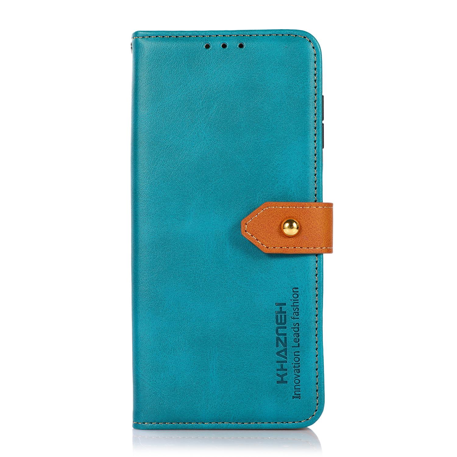 

KHAZNEH for Xiaomi 12 5G/12X 5G/12S 5G Wallet Viewing Stand Anti-scratch Golden Magnetic Clasp PU Leather Phone Cover Blue