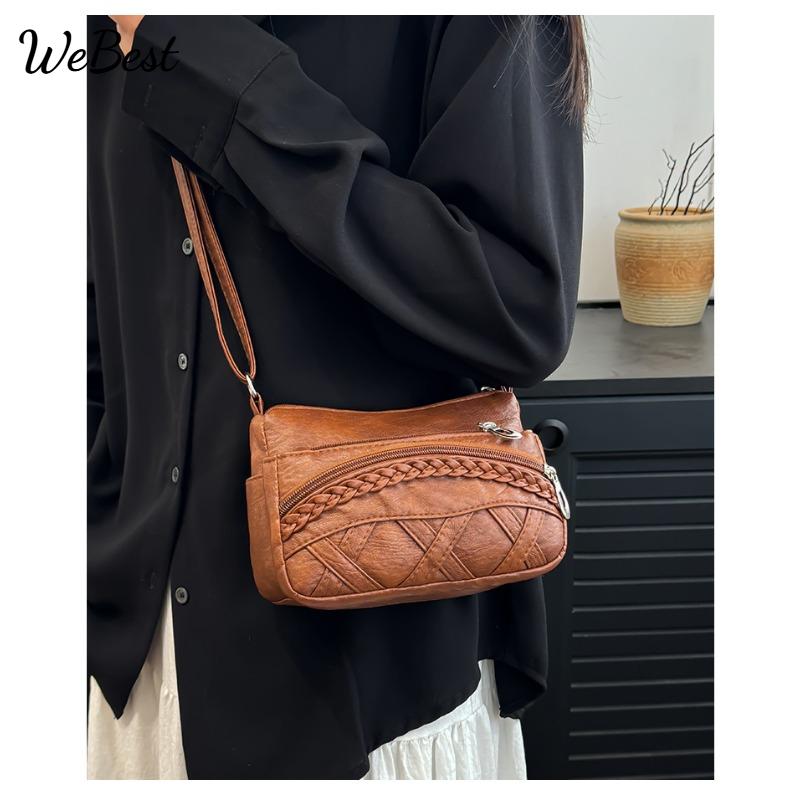 

Soft Leather Casual Large Capacity Single Shoulder Crossbody Bag білий